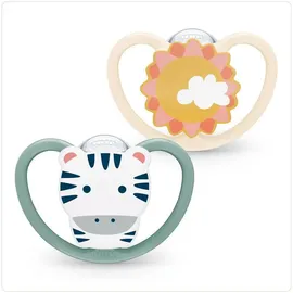 NUK Schnuller 2er Pack Space - Silikon 6-18 M - Zebra Sonne