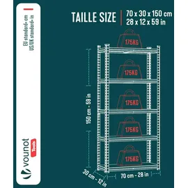 VOUNOT Lagerregal Holz 150x70x30cm braun