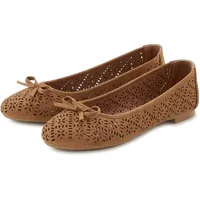 LASCANA Ballerina Freizeitschuh, Slipper, Halbschuh mit kleinen Cut-Outs VEGAN Gr. 40, camelfarben, , 54826950-40