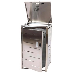 1er-Mülltonnenverkleidung MCW-E83, Mülltonnenbox Mülltonnenabdeckung, erweiterbar 103x60x62cm ~ Edelstahl 23kg