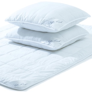 aqua-textil Soft Touch Duo Bettdecke Winterdecke 220 x 240 cm Set inkl 2X Kopfkissen 80 x 80 cm Winter Steppdecke warm Oeko-TEX