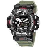 Outdoor Sport MilitäR Tactical Armbanduhr 5atm Wasserdicht Armbanduhr Herren mit Leuchtender Funktion Fitnessuhr Herren,Army Green