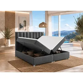 Best For Home Boxspringbett mit Bettkasten Trinity K-10 Bonellfederkern inkl. Topper 180x200 Graphit