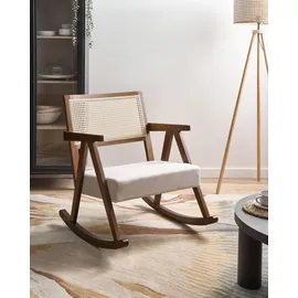 Beliani Schaukelsessel RYA Stoff 70 x 100 x 80 cm Beige/Braun neigbar, gepolstert