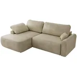 MKS Eckschlafsofa, CUBO L Beige Velvet - links
