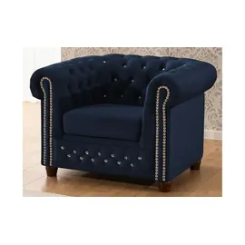 S-Style Chesterfield Sessel Cleo Blink Samt 104 x 72 x 0 cm Blau