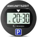 Warmfay® Elektronische Parkscheibe mit Zulassung vom KBA, Automatische Digitale Parkscheibe Elektrisch mit Batterie, Elektrische Parkuhr Auto mit 2 Displays & Nachtparkmodus & Vielseitig (1, Schwarz)