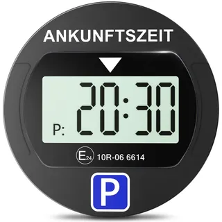 Warmfay® Elektronische Parkscheibe mit Zulassung vom KBA, Automatische Digitale Parkscheibe Elektrisch mit Batterie, Elektrische Parkuhr Auto mit 2 Displays & Nachtparkmodus & Vielseitig (1, Schwarz)