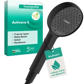 Hansgrohe Activera Select S Duschkopf 95, 2 Strahlarten, EcoSmart, mit WaterBoost, 28035670, Farbe: Mattschwarz,