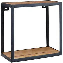 Kadima Design Deko Wandregal aus Holz und Metall, Modernes rustikales Design. 35x18x35 cm