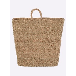 Aufbewahrungskorb HEINE HOME, beige (natur), B:50cm H:60cm T:15cm, Geflecht Seegras, Baumwolle, Aufbewahrungsboxen