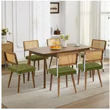 GarveeMore Esszimmerstuhl Moderne Boho Küchenstühle (6 St), (4/6 St)Rattanstuhl Polsterstuhl Wohnzimmerstuhl Samt mit Rückenlehne grün