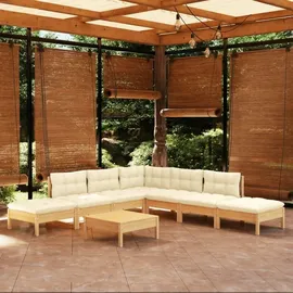 vidaXL Garten-Lounge-Set 8-tlg. creme Kiefernholz