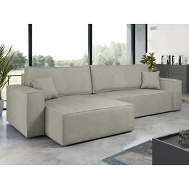 Mirjan24 Ecksofa Karl Maxi, Eckcouch, Couch mit Bettkasten und Schlaffunktion, L-Form, Ottomane universal, Dekorative Kissen-Set (Farbe: Lima 50) - Grau