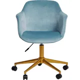 Jahnke Schreibtischstuhl JAHNKE "SHELL WORX", blau (hellblau, gold, goldfarben), B:56,5cm H:87cm T:59cm, Polyester, Stühle, Büro-/ Schreibtischstuhl, höhenverstellbar, Samt, Gestell in Gold-Look