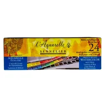 Sennelier Aquarellfarbe Set 24 halbe Näpfchen beige