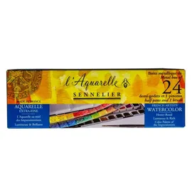 Sennelier Aquarellfarbe Set 24 halbe Näpfchen beige
