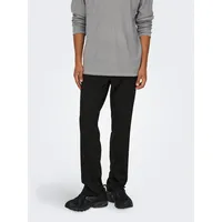 Only & Sons "ONSMARK REGULAR 0209 PANT", Herren, Gr. 34, Länge 32, schwarz, Web, Obermaterial: 64% Viskose, 31% Polyester, 5% Elasthan, unifarben, regular fit normal, Hosen Stoffhose
