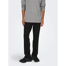 Only & Sons "ONSMARK REGULAR 0209 PANT", Herren, Gr. 34, Länge 32, schwarz, Web, Obermaterial: 64% Viskose, 31% Polyester, 5% Elasthan, unifarben, regular fit normal, Hosen Stoffhose
