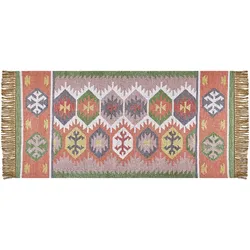 Outdoor Teppich mehrfarbig 80 x 150 cm orientalisches Muster Kurzflor SAHBAZ