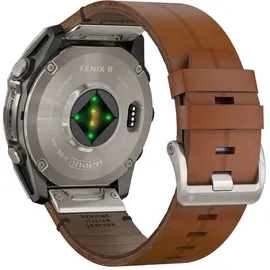 Garmin fenix 8 AMOLED 51 mm sapphire, graphit / titanium titan mit QuickFit Leder-Armband 26 mm