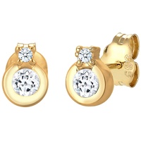 Elli DIAMORE Ohrringe Damen Ohrstecker Klassik Kreis Topas Diamant (0.03ct.) 585 Gelbgold