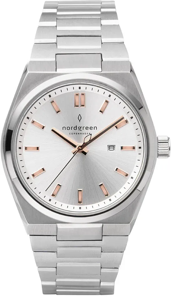 NORDGREEN - SUCCESSION - silber - silber Zifferblatt - roségold / 41 MM