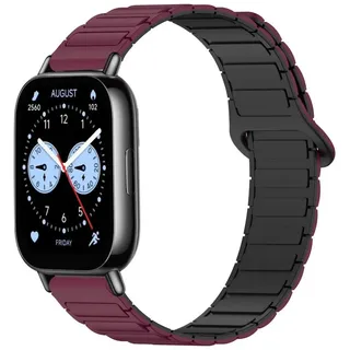 Wigento Smartwatch-Armband Für Xiaomi Redmi Watch 5 Lite Two Color Magnetisches Arm Band Weinrot, Zweifarbiges Silikonband mit Magnetverschluss rot