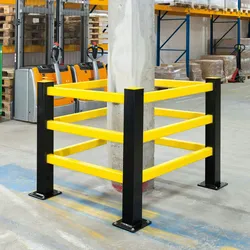 PROREGAL Säulenschutz Hybrid | 4x Eckpfosten & 12x Querbalken (100cm) | Höhe 100cm |  Individuell anpassbar | Schwarz-Gelb