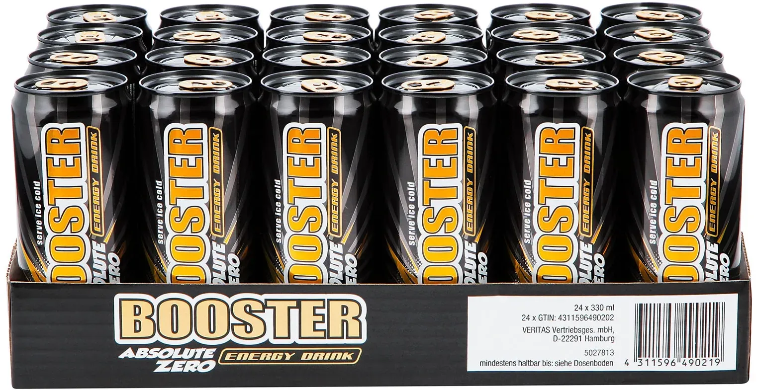 Booster Energy Drink Zero 0,33 Liter Dose, 24er Pack