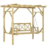 Outsunny Hollywoodschaukel mit Pergola, 2-Sitzer Gartenschaukel Massivholz,