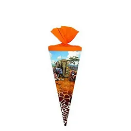 Livepac-Office Schultüte / Zuckertüte / Länge: 25cm / rund / "Safari"