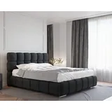 Homesy Polsterbett BLISS Luxus-Bett mit Lattenrost Wahl federkernmatraze, kokosmatratze, (Stabile Rahmenkonstruktion Metallrahmen), Ein Luxusbett in jeder Größe 140x200cm 160x200 cm 180x200cm grau|schwarz 160 cm