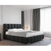 Homesy Polsterbett BLISS Luxus-Bett mit Lattenrost Wahl federkernmatraze, kokosmatratze, (Stabile Rahmenkonstruktion Metallrahmen), Ein Luxusbett in jeder Größe 140x200cm 160x200 cm 180x200cm grau|schwarz 160 cm