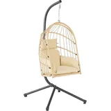 HinHocker Hängesessel mit Gestell, Creme, Hängeschaukel für Indoor und Outdoor, Schaukelstuhl - HinHocker