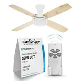 AireRyder Saturn 132 cm Deckenventilator weiß/kiefer mit Licht inkl. Fernbedienung
