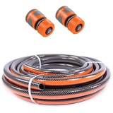FUXTEC Gartenschlauch (30m) Set FX-WW-SET7 – flexibler Wasserschlauch Schlauchverbinder/Schlauchkupplung mit Wasserstopp – zur Gartenbewässerung