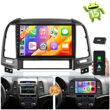 ESSGOO DAB+ Android 15 GPS Navi Android Auto Für Hyundai Santa 2006-2012 Autoradio (Digitalradio (DAB), 4+64GB(optional), RDS, AM, Carplay Android Auto Bluetooth EQ USB GPS Navi WIFI Touchscreen) schwarz