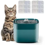 Trinkbrunnen für Katze, Katzenbrunnen 3 L Wasserbrunnen für Katzen- 30dB Extrem Leiser - mit 6 Katzenbrunnen Filter, Geeignet für Katzen und Hunde, Grün