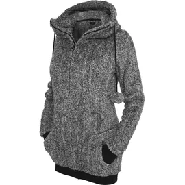 URBAN CLASSICS Ladies Melange Teddy Zip Hoody - Grau