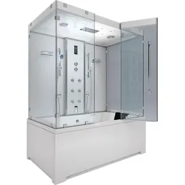 SeniorBad Kombination Badewanne Dusche K80-WS-EH-C-EC-SC-EA Duschtempel 180x100 cm Schlauchreinigung + Scheibenversiegelung - Weiß