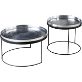Riess-Ambiente Couchtische ELEMENTS - 2er Set rund 60cm silber schwarz Metall Tabletttisch Beistelltisch