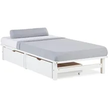 Homestyle4u Holzbett Weiß Holz Kiefer 90x200 cm Schlafzimmer,