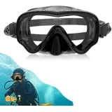 Taucherbrille Erwachsene, Taucherbrille 180° Weitwinkel Gehärtetem Glas Tauchmaske Erwachsene Anti-Fog-Brille mit Nasenabdeckung Auslaufsichere Schwimmbrille für Schwimmen Tauchen Schnorcheln