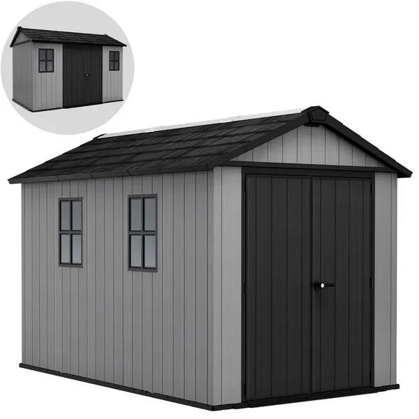 Keter Newton Plus 7511/1175 Grau  Gerätehaus mit Fenstern  230×350×246 cm