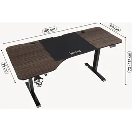pro.tec Höhenverstellbarer Tisch Stryn 160x75 cm Walnussoptik