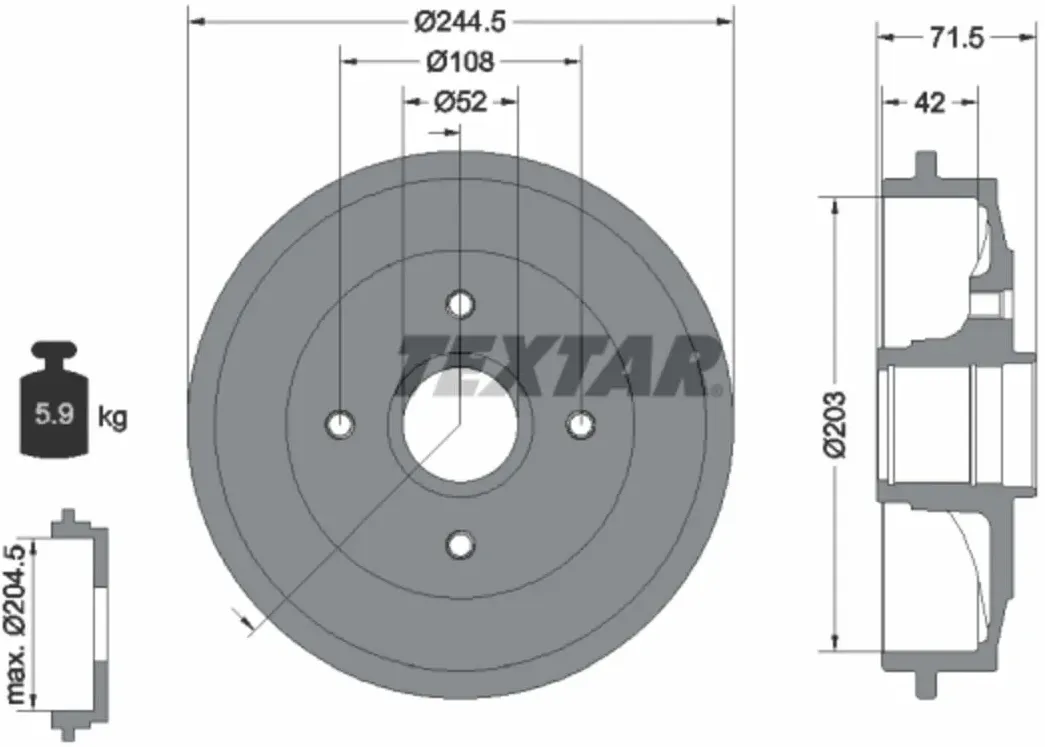 Tambour de frein TEXTAR 94026600