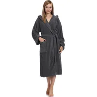 Damen Frottee Bademantel aus 100% Baumwolle LA40-102 - Graphite (D07) - L