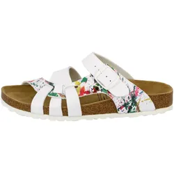 Pantolette LICO "Pantolette Bioline Klecks", Gr. 38, weiß, Synthetik, Schuhe