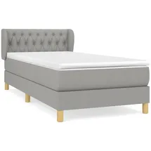 vidaXL Boxspringbett mit Matratze Hellgrau 100x200 cm Stoff - Grau